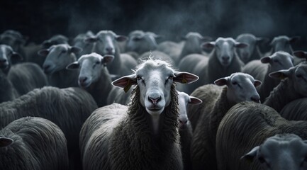 Eid-al-Adha, sheep on the background of a flock of sheep