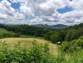 Scenic View of the Valley and Mountains in North Carolina
