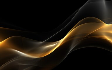 Black and Gold Wavy Fluid Background - Abstract Design