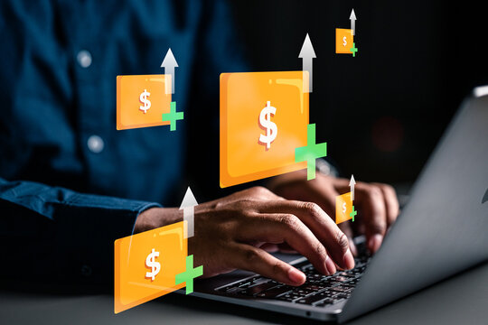 technology, wealth, currency, investment, financial, growing, exchange, blockchain, profit, business. typing keyboard to growth up mine investing. asset is currency wealth. investment wealth invest.