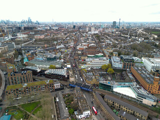 Fototapeta na wymiar Camden Town London Aerial View, shot with a DJI mini 3 Pro.