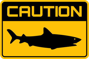 warning symbol sign there is a shark - obrazy, fototapety, plakaty
