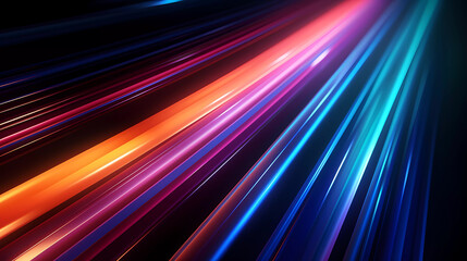 Fototapeta premium Bright neon lines on a dark background.