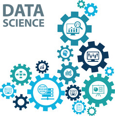 Data science banner web icon for Computer Science and insight, Ai, Big Data, algorithm, analyze, Statistic, knowledge, Deep and machine learning. minimal vector infographic concept.