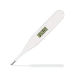 Electronic modern thermometer isolated on white. Fever diagnostic and healthcare concept. Vector