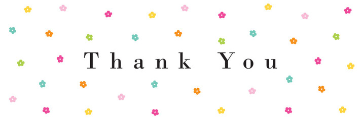 Thank you banner, card, colorful floral background