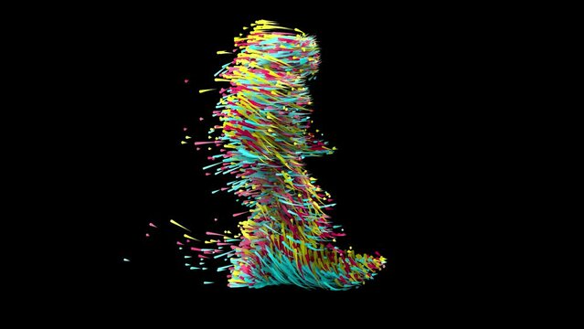 Colorful Walking Trails Particle Man with Alpha Channel