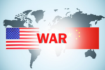  Concept of war between USA and China.