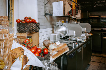 Fresh bread in artisan bakery