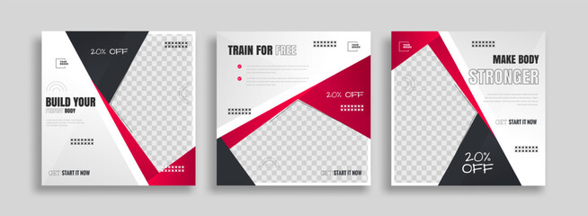 posts on social media vector illustration. Stylish graphics templates posts. dynamic abstractions typography photo. modern art paint and brush stains, fitness subjects gym. design frame post Template