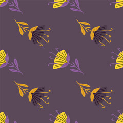 Contemporary flower seamless pattern. Cute stylized flowers wallpaper. Decorative naive botanical backdrop.