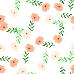 Simple stylized flower seamless pattern. Decorative naive botanical backdrop.