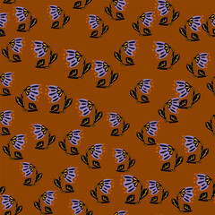 Contemporary flower seamless pattern. Cute stylized flowers background. Decorative naive botanical wallpaper.