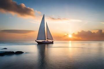 Obraz na płótnie Canvas sailboat at sunset AI Generated 