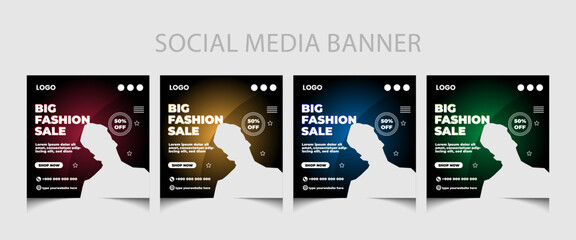 Fashion sale social media post template or sale poster template design.