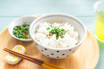 青じそふりかけを乗せたご飯