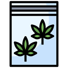 ZIP OF CANNABIS line icon,linear,outline,graphic,illustration