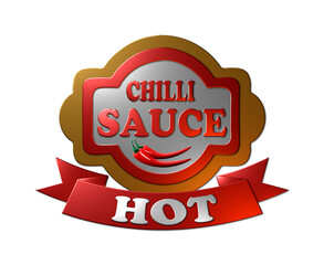 A 3D-rendered illustration of a hop red chilli sauce in a metallic texture finish, isolated on a white background.