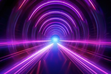Fototapeta premium abstract futuristic background portal tunnel with pink blue glowing neon moving high speed wave lines and bokeh lights. Data transfer concept Fantastic wallpaper