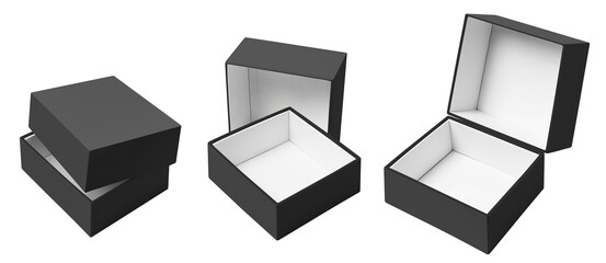 Set of black boxes cut out