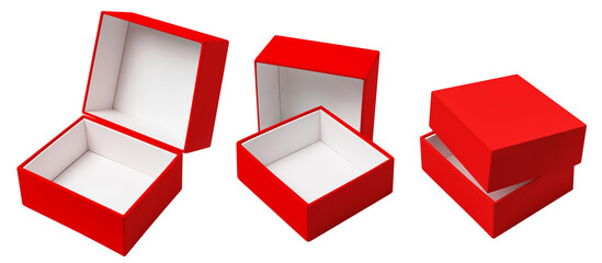 Set of red carton boxes, cut out
