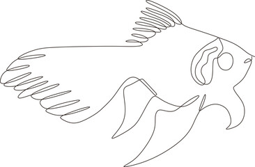 Fish vector continuous line drawing