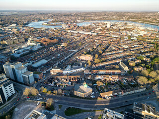 Fototapeta na wymiar Southampton Aerial View, Drone view shot with Dji Mini 3 Pro