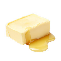 Delicious melting creamy butter isolated on a transparent background - obrazy, fototapety, plakaty