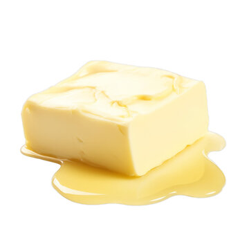 Delicious melting creamy butter isolated on a transparent background