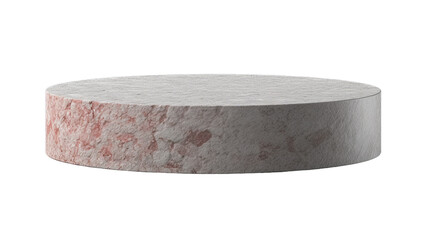 Empty simple to use, circular grey & red stone podium for product display mockup, isolated on a transparent background