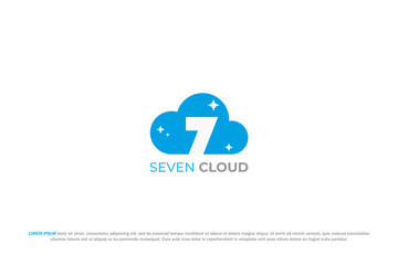 logo seven cloud illustration template