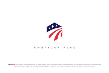 logo american usa hexagon flag
