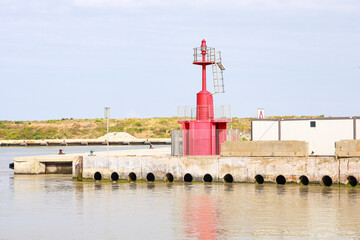 red lighthouse in Pescara, Italy