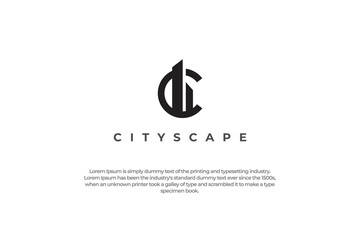 logo letter c city landscape building modern business