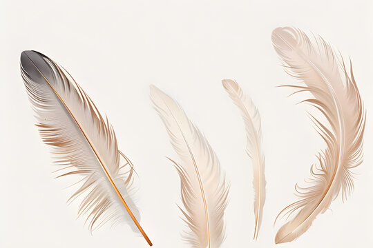 Beautiful feather on light background, clean design for advertising.