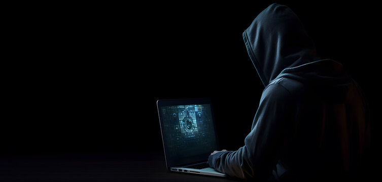 Anonymous hacker. Concept of dark web, cybercrime, cyberattack, etc. AI generated image