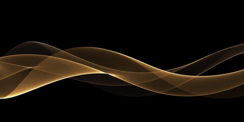 Abstract light yellow wave on a black background	