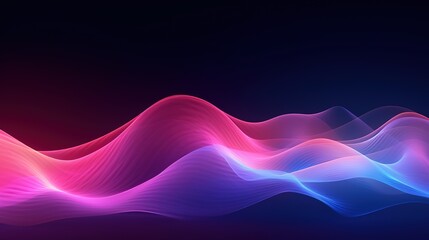 Colorful light waves pink magenta blue color on black background wavy motion neon glowing wavy lines illustration business technology ultraviolet light generative ai