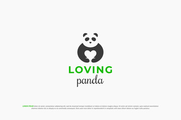 logo panda love shape negative space