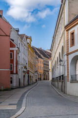 Fototapeta na wymiar Medieval street with colorful houses in Gorlitz Germany
