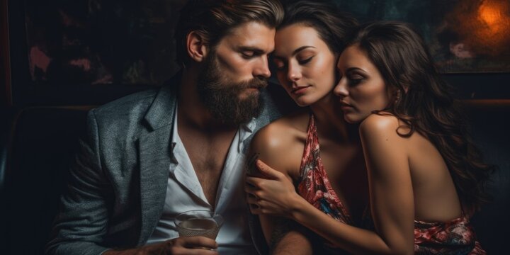 Polyamorous Love Triangle in a Romantic Atmosphere