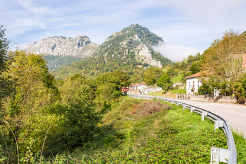 Fototapeta na wymiar a view of Trescares village, Peñamellera Alta, Asturias, Spain