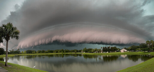 Storms approaching generating shelf cloud over Orlando, Florida