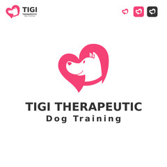 A dog and love shape combination logo