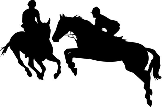horse and rider jockey vector silhouette 