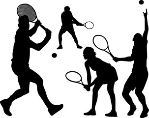 Fototapeta na wymiar tennis players silhouettes