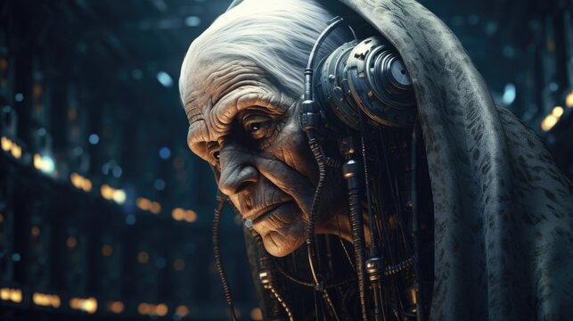 Cyborg Listening to Music with Headphones