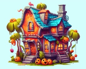 An image of a cute magical house, post-processed illustration. (Illustration, Generative AI)