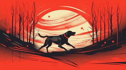 A labrador retriever running on a path. (Illustration, Generative AI)