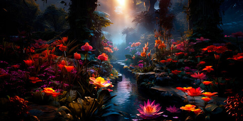 colorful tropical forest